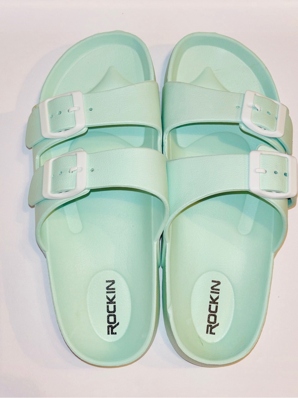 Rockin Mint Green EVA Double Buckle Slide Sandals Waterproof  Shoes Girls 5